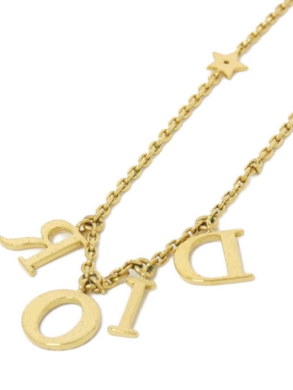 Dior Gold-Tone Letter Pendant Necklace with Crystal 'O' and Star Accent - Picture 3 of 5